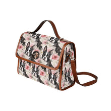 Load image into Gallery viewer, Pink and White Floral Boston Terriers Shoulder Bag Purse-Accessories-Bags, Boston Terrier, Purse-Black-ONE SIZE-3