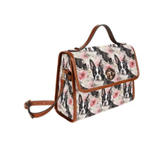 Load image into Gallery viewer, Pink and White Floral Boston Terriers Shoulder Bag Purse-Accessories-Bags, Boston Terrier, Purse-Black-ONE SIZE-4