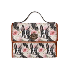 Load image into Gallery viewer, Pink and White Floral Boston Terriers Shoulder Bag Purse-Accessories-Bags, Boston Terrier, Purse-One Size-6