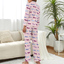Load image into Gallery viewer, Pink Blue Tessellation Dachshunds Pajama Set for Women-Pajamas-Apparel, Dachshund, Pajamas-11