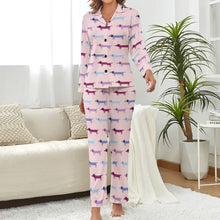 Load image into Gallery viewer, Pink Blue Tessellation Dachshunds Pajama Set for Women-Pajamas-Apparel, Dachshund, Pajamas-Misty Rose Pink-S-2