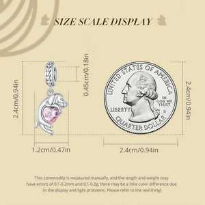 Pink Heart Labrador Silver Charm Pendant-EFC799-5