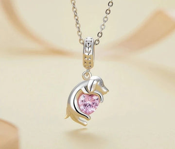 Pink Heart Labrador Silver Charm Pendant 7 360x