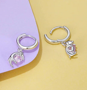 Pink Heart Labrador Silver Hoop Earrings-Dog Themed Jewellery-Accessories, Black Labrador, Chocolate Labrador, Dog Mom Gifts, Earrings, Jewellery, Labrador-925 Sterling Silver-3