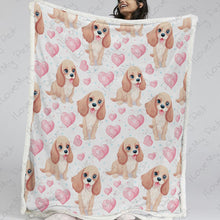 Load image into Gallery viewer, Pink Hearts and Cocker Spaniel Love Soft Warm Fleece Blanket-Blanket-Blankets, Cocker Spaniel, Home Decor-13