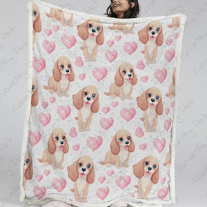 Pink Hearts and Cocker Spaniel Love Soft Warm Fleece Blanket-Blanket-Blankets, Cocker Spaniel, Home Decor-13