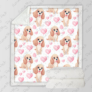 Pink Hearts and Cocker Spaniel Love Soft Warm Fleece Blanket-Blanket-Blankets, Cocker Spaniel, Home Decor-3