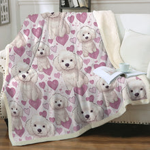Load image into Gallery viewer, Pink Hearts Labradoodle Love Soft Warm Fleece Blanket-Blanket-Blankets, Doodle, Home Decor, Labradoodle-14