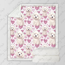 Load image into Gallery viewer, Pink Hearts Labradoodle Love Soft Warm Fleece Blanket-Blanket-Blankets, Doodle, Home Decor, Labradoodle-3
