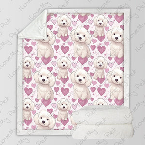 Pink Hearts Labradoodle Love Soft Warm Fleece Blanket-Blanket-Blankets, Doodle, Home Decor, Labradoodle-3
