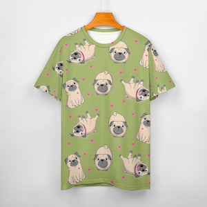 Pink Hearts Pug Love All Over Print Women's Cotton T-Shirt - 4 Colors-Apparel-Apparel, Pug, Shirt, T Shirt-17