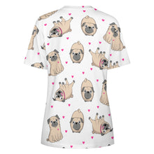 Load image into Gallery viewer, Pink Hearts Pug Love All Over Print Women&#39;s Cotton T-Shirt - 4 Colors-Apparel-Apparel, Pug, Shirt, T Shirt-2