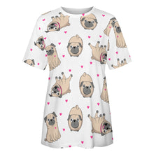 Load image into Gallery viewer, Pink Hearts Pug Love All Over Print Women&#39;s Cotton T-Shirt - 4 Colors-Apparel-Apparel, Pug, Shirt, T Shirt-4