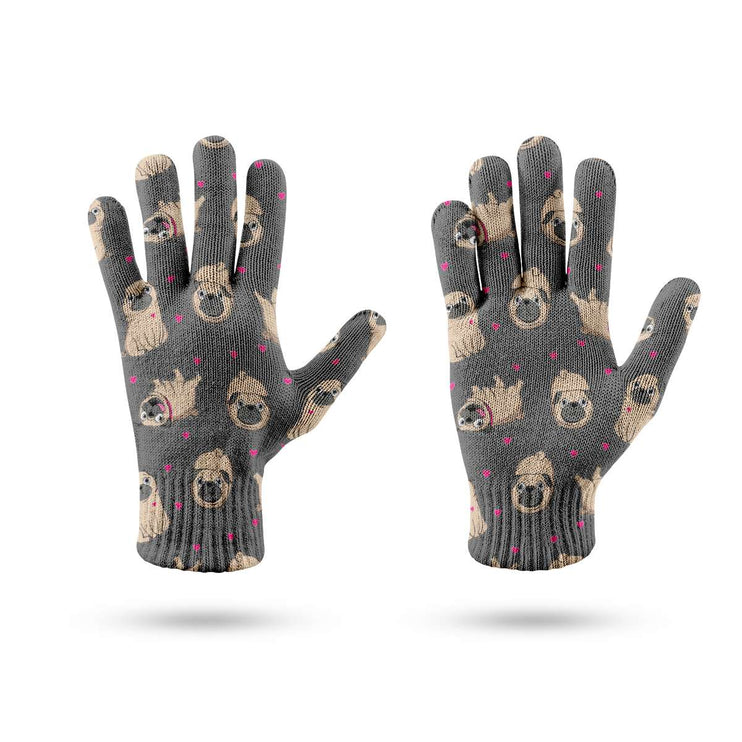 Pink Hearts Pug Love Touch Screen Gloves-Accessories-Accessories, Dog Dad Gifts, Dog Mom Gifts, Gloves, Pug-10