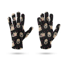 Load image into Gallery viewer, Pink Hearts Pug Love Touch Screen Gloves-Accessories-Accessories, Dog Dad Gifts, Dog Mom Gifts, Gloves, Pug-11