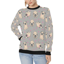 Load image into Gallery viewer, Pink Hearts Pug Love Women&#39;s Sweatshirt-Apparel-Apparel, Pug, Sweatshirt-DarkGray-XS-10