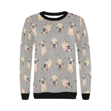 Load image into Gallery viewer, Pink Hearts Pug Love Women&#39;s Sweatshirt-Apparel-Apparel, Pug, Sweatshirt-13