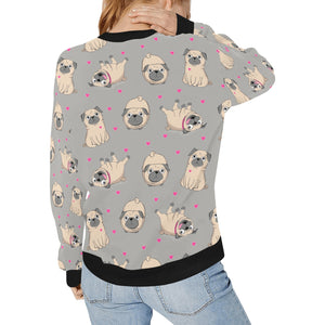Pink Hearts Pug Love Women's Sweatshirt-Apparel-Apparel, Pug, Sweatshirt-14