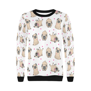 Pink Hearts Pug Love Women's Sweatshirt-Apparel-Apparel, Pug, Sweatshirt-2