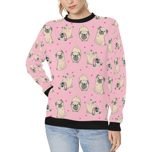 Pink Hearts Pug Love Women's Sweatshirt-Apparel-Apparel, Pug, Sweatshirt-Pink-XS-5