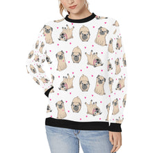 Load image into Gallery viewer, Pink Hearts Pug Love Women&#39;s Sweatshirt-Apparel-Apparel, Pug, Sweatshirt-White-XS-1