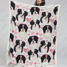 Load image into Gallery viewer, Pink Heats and Japanese Chins Soft Warm Fleece Blanket-Blanket-Blankets, Home Decor, Japanese Chin-13