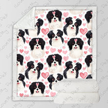 Load image into Gallery viewer, Pink Heats and Japanese Chins Soft Warm Fleece Blanket-Blanket-Blankets, Home Decor, Japanese Chin-3