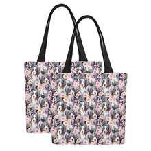 Load image into Gallery viewer, Pink Petals and Australian Shepherds Large Canvas Tote Bags - Set of 2-Accessories-Accessories, Australian Shepherd, Bags-13