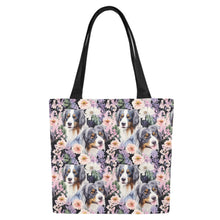 Load image into Gallery viewer, Pink Petals and Australian Shepherds Large Canvas Tote Bags - Set of 2-Accessories-Accessories, Australian Shepherd, Bags-7