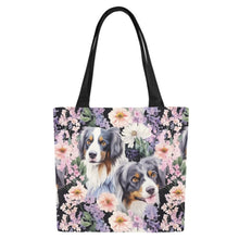 Load image into Gallery viewer, Pink Petals and Australian Shepherds Large Canvas Tote Bags - Set of 2-Accessories-Accessories, Australian Shepherd, Bags-8