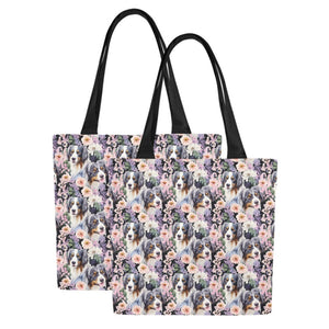 Pink Petals and Australian Shepherds Large Canvas Tote Bags - Set of 2-Accessories-Accessories, Australian Shepherd, Bags-Maximum Shepherds-3