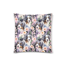 Load image into Gallery viewer, Pink Petals and Australian Shepherds Throw Pillow Covers-Cushion Cover-Australian Shepherd, Home Decor, Pillows-4