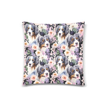 Load image into Gallery viewer, Pink Petals and Australian Shepherds Throw Pillow Covers-Cushion Cover-Australian Shepherd, Home Decor, Pillows-White1-ONESIZE-3