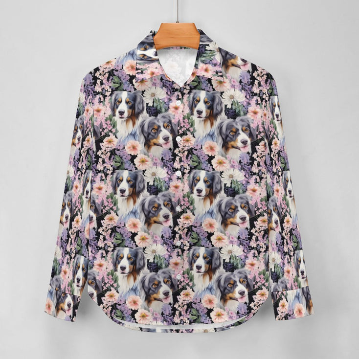 Pink Petals and Australian Shepherds Women's Shirt-Apparel-Apparel, Australian Shepherd, Shirt-3