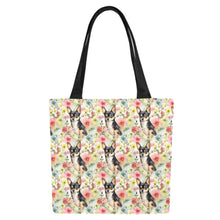 Load image into Gallery viewer, Pink Petals and Black and Tan Chihuahuas Large Canvas Tote Bags - Set of 2-Accessories-Accessories, Bags, Chihuahua-6