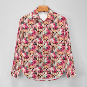 Pink Petals and Fawn Chihuahuas Women's Shirt-Apparel--6