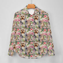 Load image into Gallery viewer, Pink Petals Yorkie Bloom Women&#39;s Shirt - 2 Designs-Apparel-Apparel, Shirt, Yorkshire Terrier-4