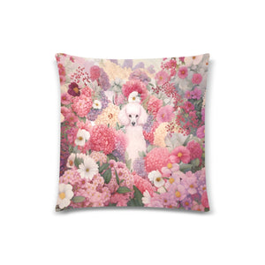 Pink Poodle Among Petals Throw Pillow Cover-Cushion Cover-Home Decor, Pillows, Poodle-White-ONESIZE-2