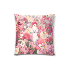 Load image into Gallery viewer, Pink Poodle Among Petals Throw Pillow Cover-Cushion Cover-Home Decor, Pillows, Poodle-White-ONESIZE-1