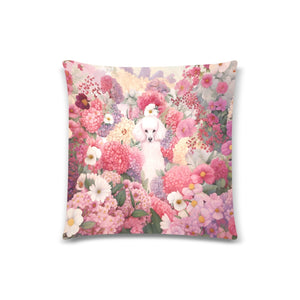 Pink Poodle Among Petals Throw Pillow Cover-Cushion Cover-Home Decor, Pillows, Poodle-White-ONESIZE-1