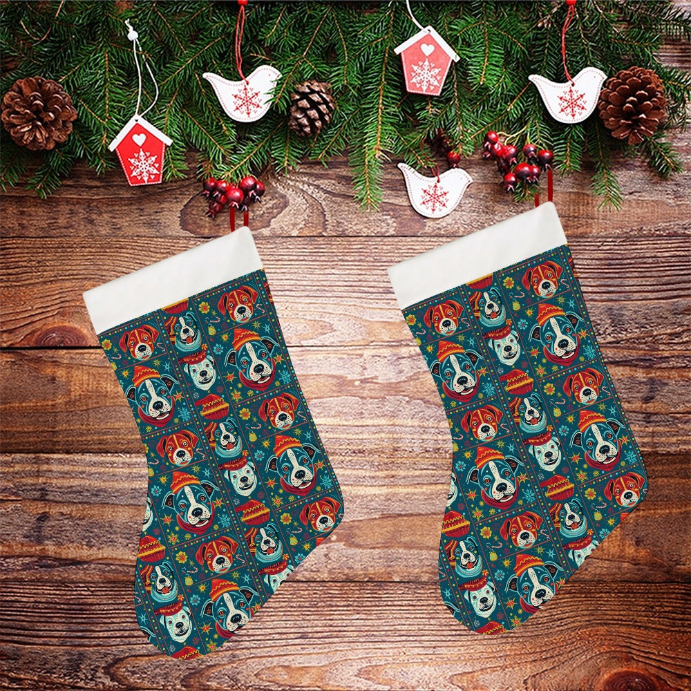 Pit Bull Christmas Merriment Christmas Stocking 26x42cm White 2
