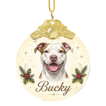 Load image into Gallery viewer, Pit Bull Christmas Ornament - Gold Crown Dog Portrait - Personalized with Photo and Name-Christmas Ornament-Christmas,Christmas Ornament,Personalize Artwork-3