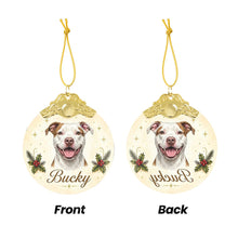 Load image into Gallery viewer, Pit Bull Christmas Ornament - Gold Crown Dog Portrait - Personalized with Photo and Name-Christmas Ornament-Christmas,Christmas Ornament,Personalize Artwork-5