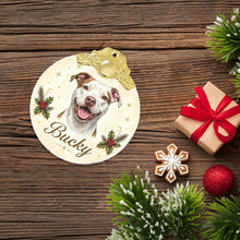 Load image into Gallery viewer, Pit Bull Christmas Ornament - Gold Crown Dog Portrait - Personalized with Photo and Name-Christmas Ornament-Christmas,Christmas Ornament,Personalize Artwork-7