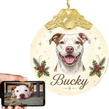 Load image into Gallery viewer, Pit Bull Christmas Ornament - Gold Crown Dog Portrait - Personalized with Photo and Name-Christmas Ornament-Christmas,Christmas Ornament,Personalize Artwork-1