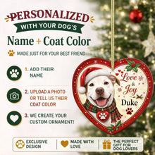 Load image into Gallery viewer, Pit Bull Christmas Ornament - Love &amp; Joy Heart Shaped Portrait - Personalized with Name-Christmas Ornament-Christmas,Personalize Artwork,Pit Bull-2