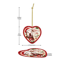 Load image into Gallery viewer, Pit Bull Christmas Ornament - Love &amp; Joy Heart Shaped Portrait - Personalized with Name-Christmas Ornament-Christmas,Personalize Artwork,Pit Bull-5