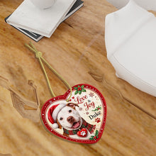 Load image into Gallery viewer, Pit Bull Christmas Ornament - Love &amp; Joy Heart Shaped Portrait - Personalized with Name-Christmas Ornament-Christmas,Personalize Artwork,Pit Bull-7