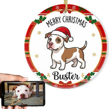 Load image into Gallery viewer, Pit Bull Christmas Ornament - Personalized Whimsical Holiday Cartoon Art Design - with Name-Christmas Ornament-Christmas,Personalize Artwork,Pit Bull-6