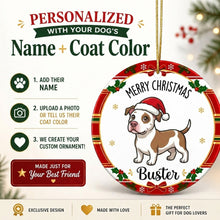 Load image into Gallery viewer, Pit Bull Christmas Ornament - Personalized Whimsical Holiday Cartoon Art Design - with Name-Christmas Ornament-Christmas,Personalize Artwork,Pit Bull-2